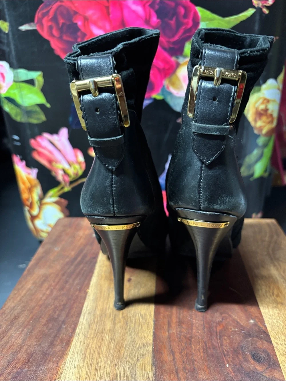Michael Kors Black Suede High-Heel Ankle Boots